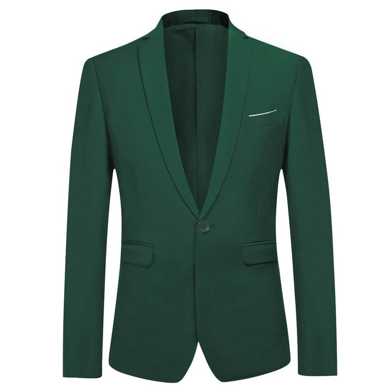 YFFUSHI Men's Slim Fit 3 Piece Suit One Button Blazer Tux Vest & Trousers, Dark Green, Medium - Image 3